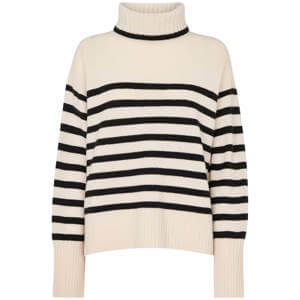 Whistles Ivory Stripe Wool Roll Neck